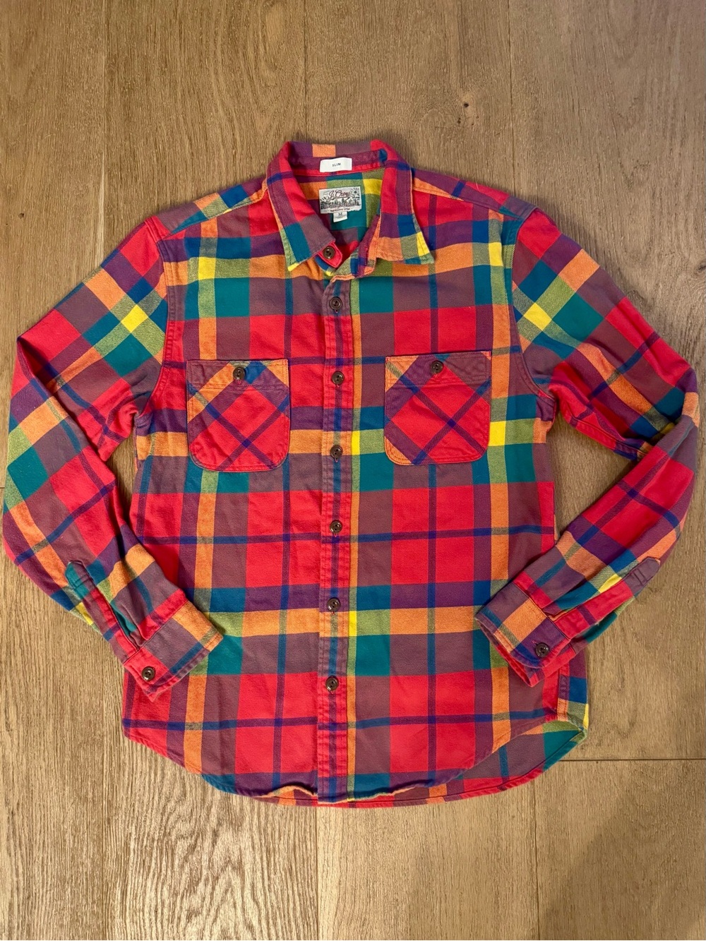 J.Crew Midweight Flannel Workshirt in Debbie Red Green Plaid